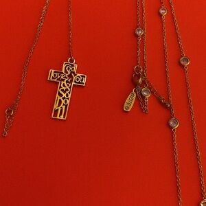 Gold Cross Pendant Necklace And Crystal necklace